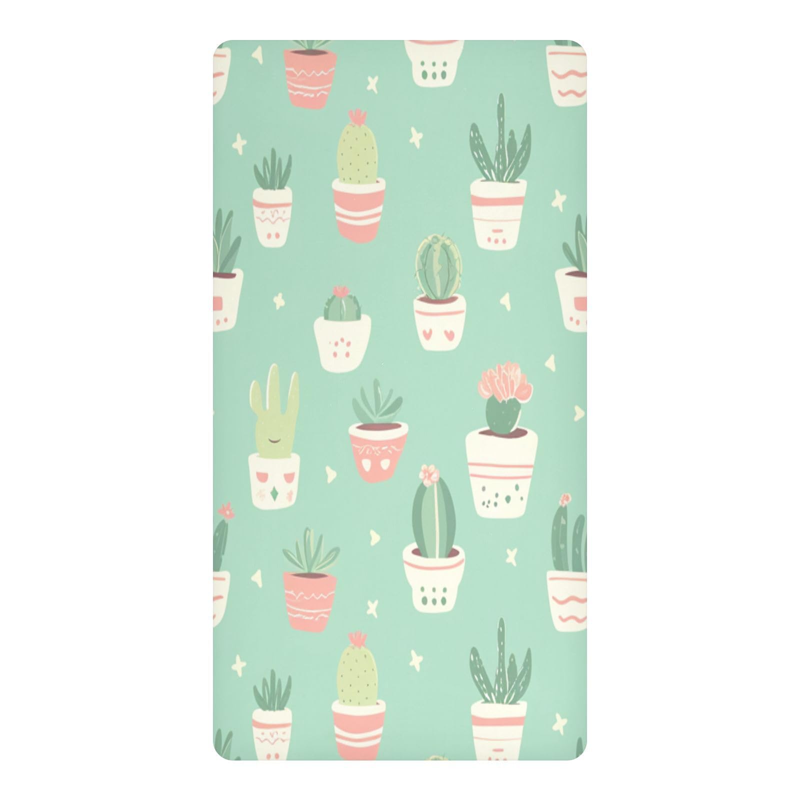 JiangGgen Cactus Baby Crib Sheet Soft Breathable for Standard Crib-M