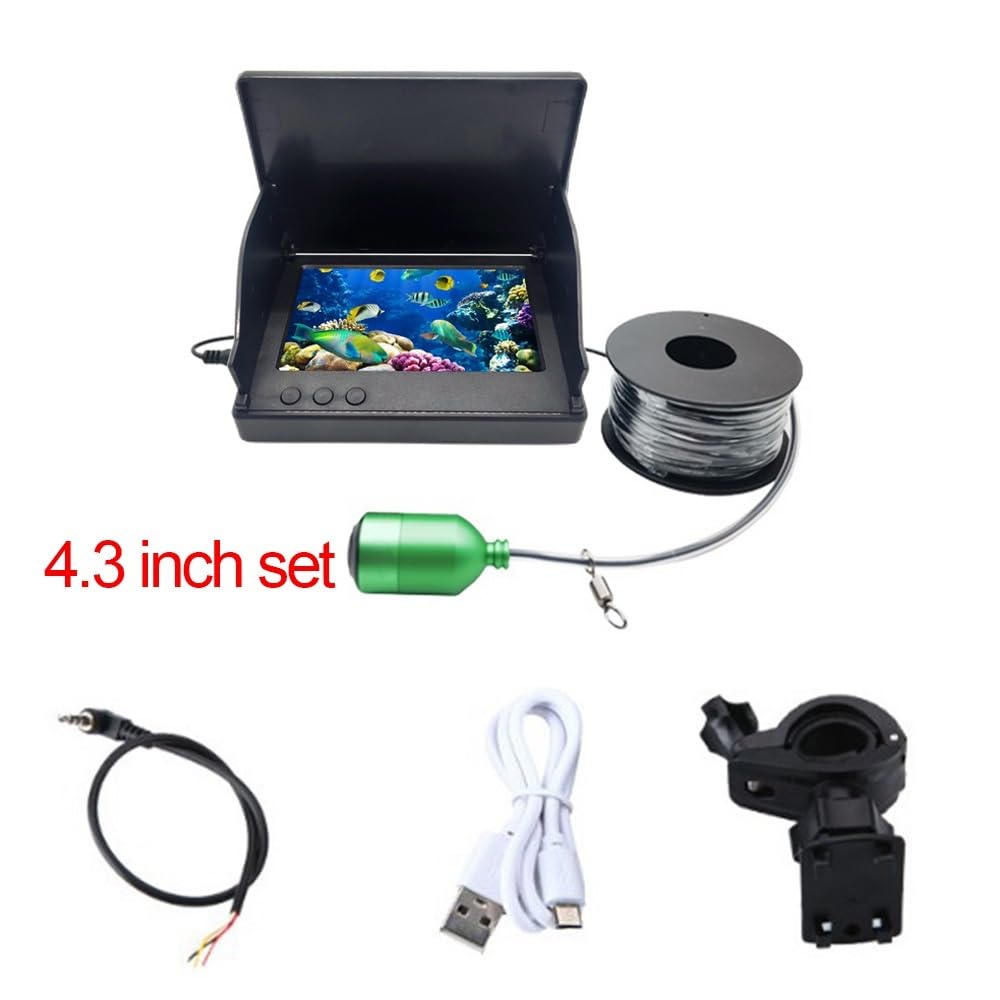 Kit de buscador Peces vídeo, cámara Pesca, visión Nocturna Oscura, Pantalla Monitor LCD 4,3/5 Pulgadas, Dispositivo Conjunto subacuática 80-100m Profundidad Barco del Lago de Hielo(4.3 Inch)
