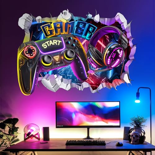 decalmile Pegatinas de Pared Gamer Juegos 3D Vinilos Decorativos