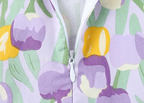 SMILING PINKER Baby Toddler Girls Summer Tulip Flower Dress Cotton Flutter Sleeve with Ribbon Belt4