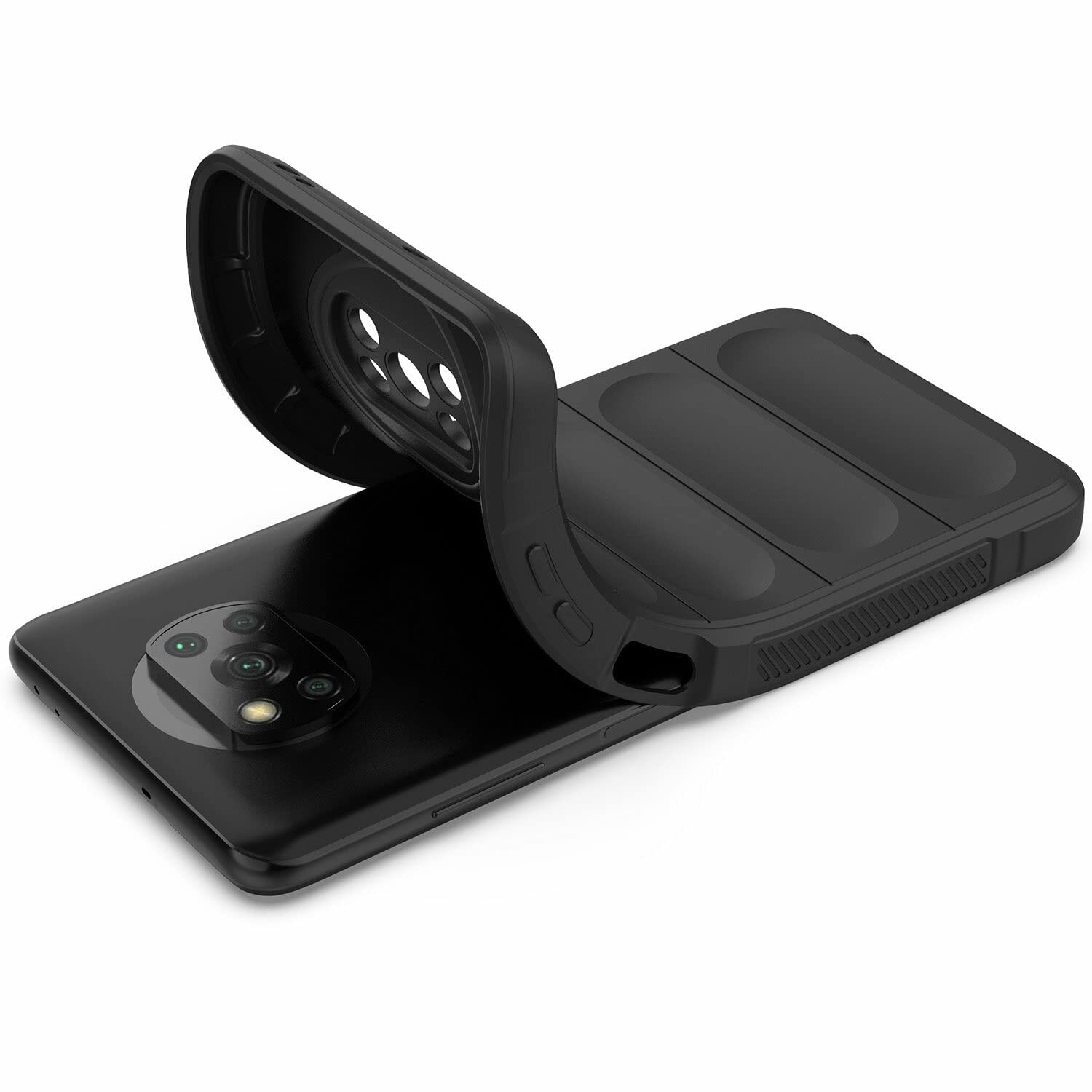 AICEK Cover Sottile In TPU Nero Per Xiaomi Poco X3 NFC - Custodia Morbida Antiurto Con Protezione Posteriore Trasparente - 3