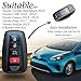 Vitodeco Genuine Leather Smart Key Fob Case Cover Protector - Compatible with Toyota Prius Prime (2017 - 2021 Models) - 4 Buttons with A/C, Black