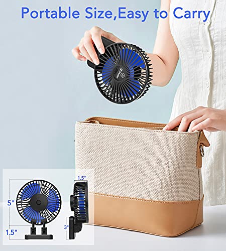Jzcreater Usb Desk Fan, Mini Fan Portable, 3 Speeds Desktop Table Cooling Fan, Plug In Power Fan, Rotation Strong Wind, Quiet Personal Small Fan For Home Desktop Office Travel, 5Inch, Black Blue #TOP4