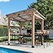 CHARMELEON Grill Gazebo 6 x 8 FT,Cedar Wood BBQ Gazebo with 2 Thick Wooden Side Serving Shelves,Permanent Patio Pavilion with Galvanized Steel Roof for Outdoor,Backyard,Garden,Deck-Gray