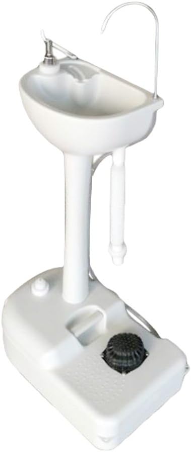 ポータブルキャンプシンク タオルホルダー&amp;ソープディスペンサー付き - キャスター付き手洗い洗面台スタンド - アウトドアイ