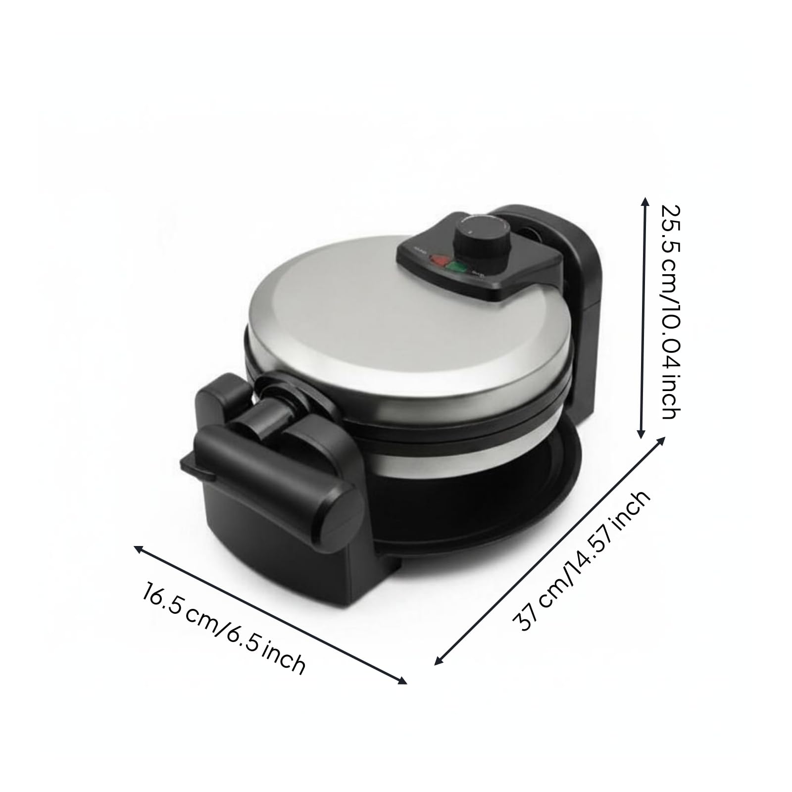 Waflera Eléctrica Redonda para Hogar Máquina de Waffles con Placas Antiadherentes Calefacción de Doble Cara Diseño Giratorio y Control de Temperatura