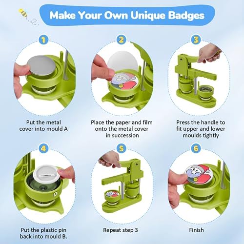 Machine à badges button maker 25 32 58 mm avec moules et accessoires de presse