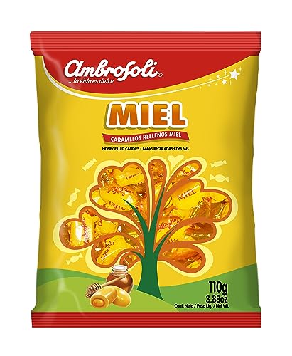 AMBROSOLI Honey Candy Filled Honey Bees Wrap with Toffee Bits Bulk Candy Individually Wrapped for All Occasions – Vintage Candy Birthday Party Favors Wedding Candy – Dulces De Miel – 1 Pack (3.8 oz)