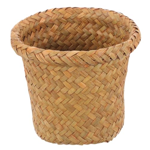 OSOLADY Cesto Intrecciato Multiuso per Bagno e Cucina Pattumiera in Rattan Resistente e Antiruggine Bidone Spazzatura e Cesto Biancheria Design Aperto e Stabilità Elevata per Casa e