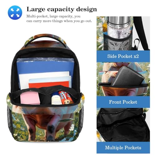 Sac à dos de jour cochon et fleur avec cartable scolaire et trousse à crayons enfant