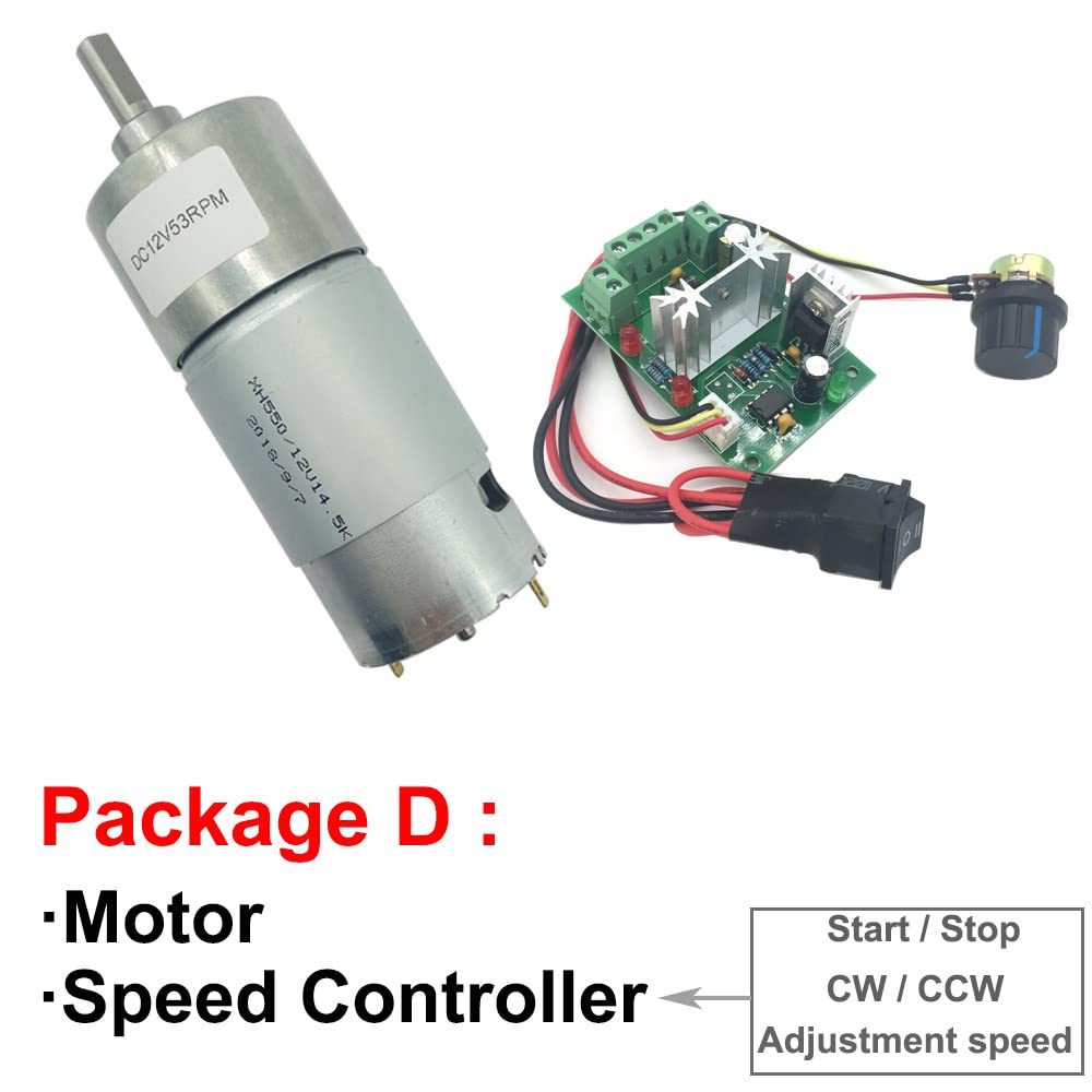 Motores eléctricos de CC de 6V y 12V, alta velocidad, 9-2300RPM, velocidad ajustable, aspas de ventilador de refrigeración integradas invertidas for Motor de coche de juguete ( Size : 12v 160rpm , Col