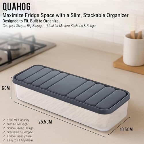 Image of QUAHOG Fridge Storage Containers, Fridge Organiser Storage Boxes, Air Tight Containers for Kitchen Storage, Fridge Storage Box, Storage and Containers, Air Tight Containers for Fridge (6 pcs, 1200 ML)