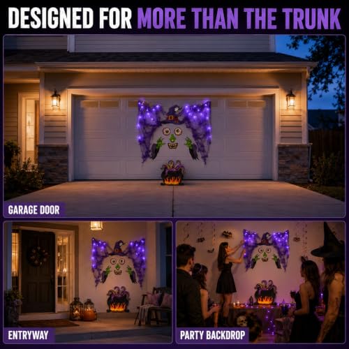 Bafeil Halloween Witch Trunk-or-Treat Car Decoration Kit w/ Purple LED Lights - image 9