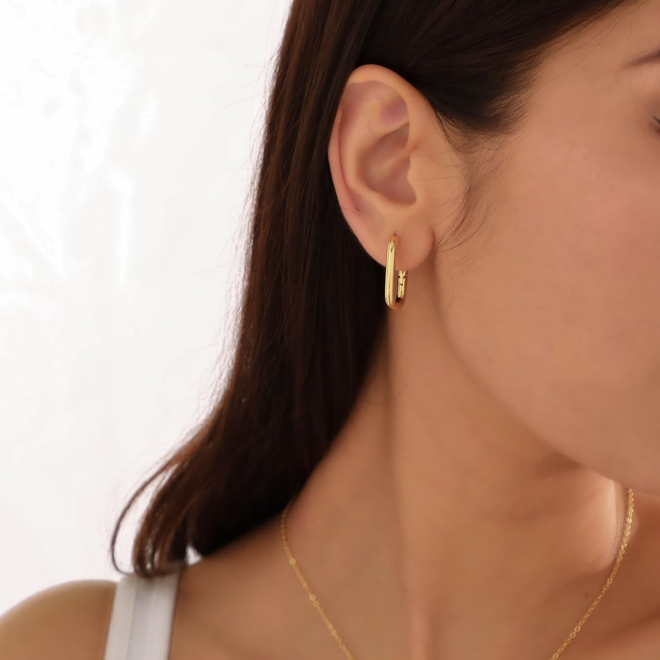 VIROMY Gold Hoop Earrings for Women 14K Gold Plated Lightweight Open Hoops Gold Hoop Dangle Earrings for women Paperclip Link Earring Jewelry Gifts - Image 4