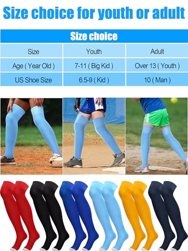 3 Pcs Baseball Belt and Socks Combo Youth Over Knee Sock Stockings Softball Belt for Boys Girls3