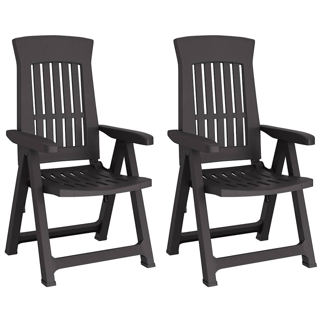 vidaXL Sillas reclinables de jardín 2 Unidades PP Gris Antracita, Silla de jardín, Silla de Exterior, Silla de balcón, Asiento de jardín