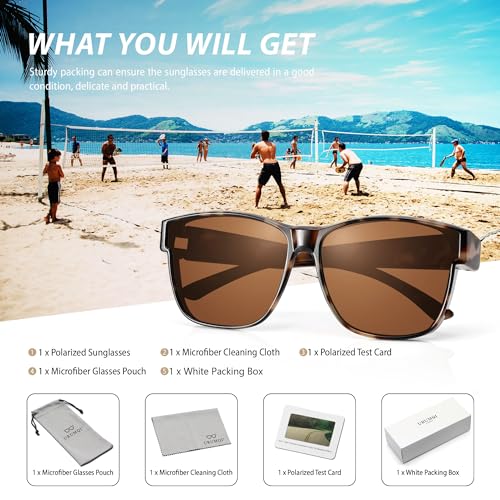 Image of URUMQI Polarized Sunglasses Fit Over Glasses for Men Women, Oversized Square Sun Glasses UV400 Protection
