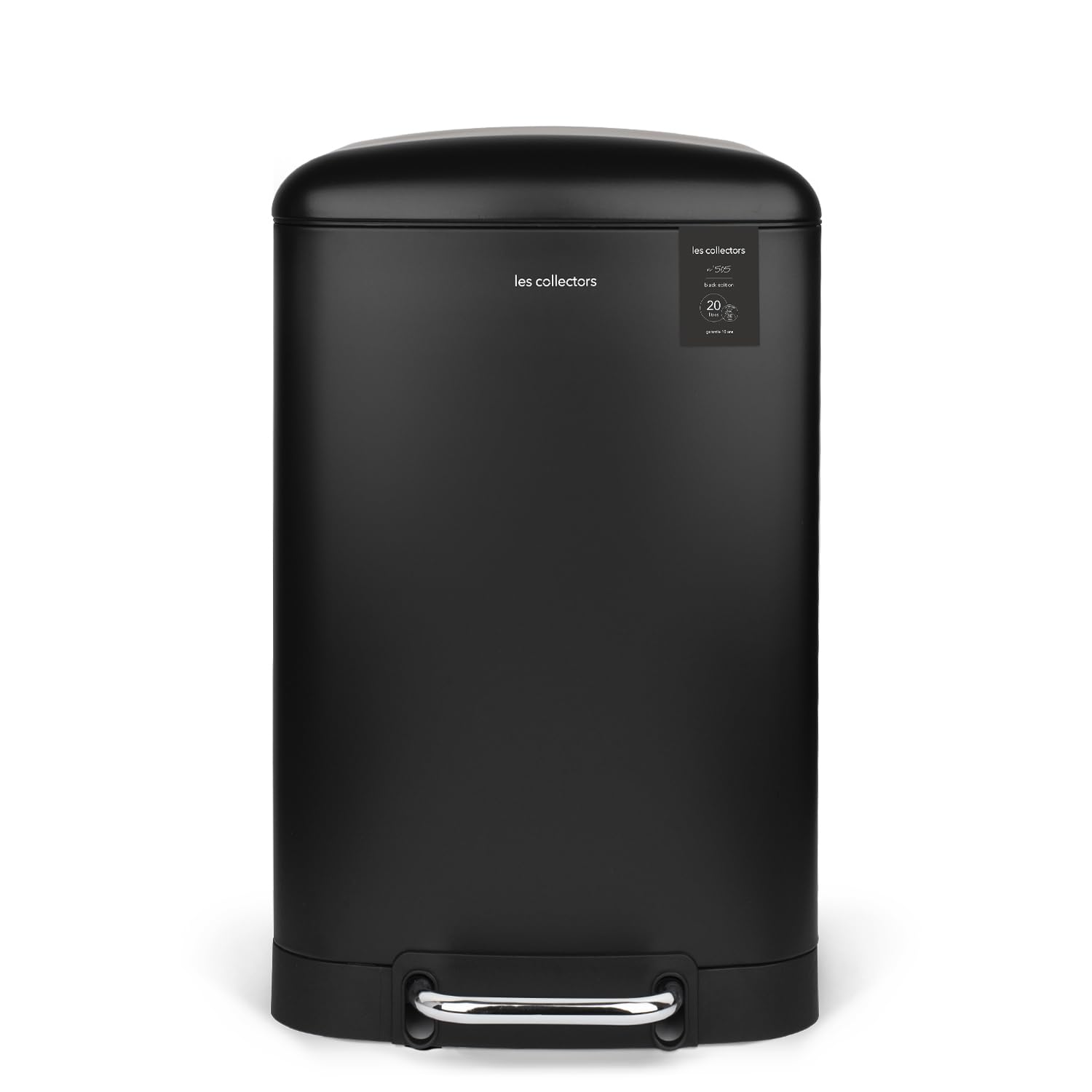 Les collectors Poubelle de Cuisine à Pédale N°505, Acier inoxydable, Capacité 20L, Sac compatible 30L, Compacte, Pratique, Fermeture silencieuse, Seau intérieur amovible, Finition Mat, Noire