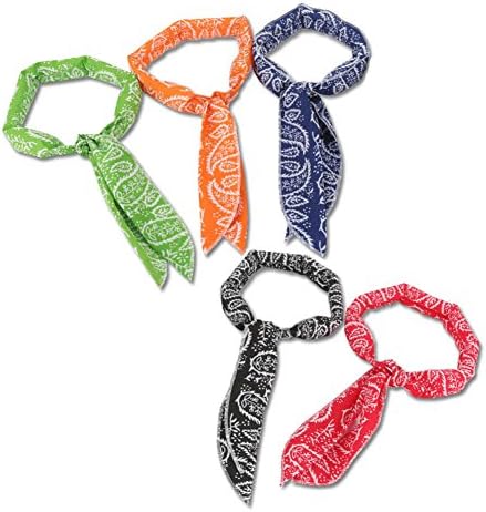 Keklle Ice Cool Scarf Neck Wrap Headband Bandana Cooling Scarf, 5 Pcs Value Pack (Navy, Black, Orange, Red, Green)