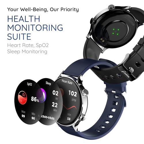 Image of Pebble Vast 1.43' (3.63 cm) Amoled Display, Always On Display, Bright HD Display, One Time BT Connect, BT Calling, Health Suite, Multi Sports Modes, Premium Build - Midnight Gold