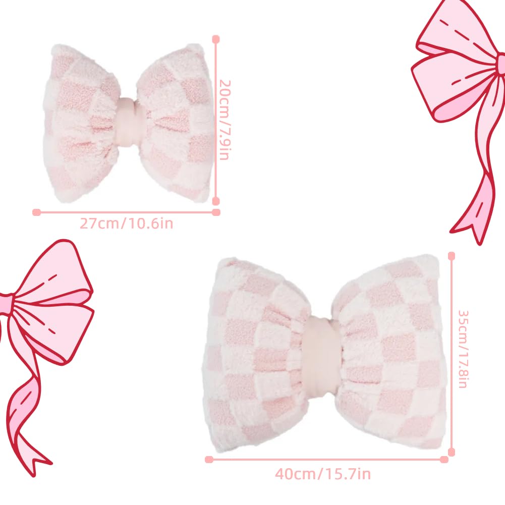 Gujuja 4 Pack Car Neck Pillow and Lumbar Support Cushion Plush Butterfly Knot Headrest Pillow Comfortable Waist Support Cute Car Interior Decor