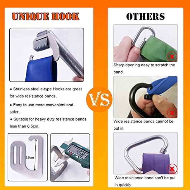 J Bryant Fitness Resistance Band Exercise Bar Large Hook 37.8 Length With Handles Heavy Duty Bar