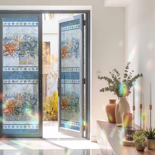 Película de privacidad para ventana arcoíris azul 17.7 x 78.7 pulgadas miniatura 2
