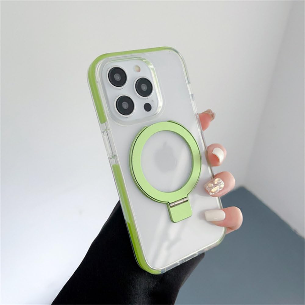 Protection antichoc iPhone 15 Plus coque transparente verte avec support - 8