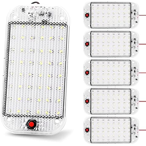 6 Piece RV LED Interior Light 10W 48 LED Universal Auto Ceiling Light LED Super Bright RV Camping Trailer Boat Bus Interior Light for 12V-85V Car Van Truck Lorry Camper Boat Caravan Motorhome Dome Cover