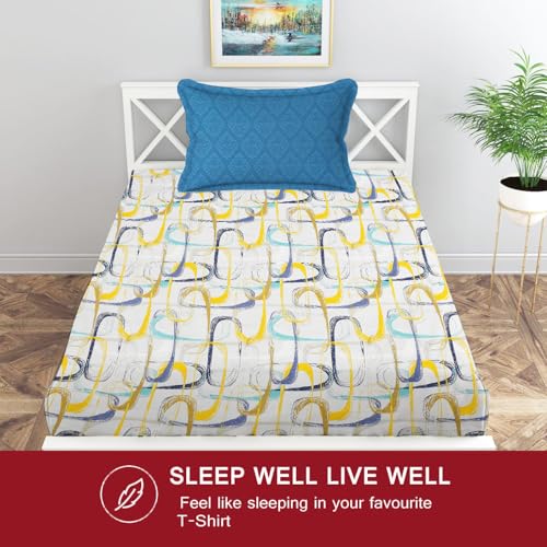 Image of IVAZA Ezyption Cotton Soft and Warm Mix N Match Bedsheet Set for Single Size Bed Soft Durable bedsheet with1 Pillow Cover Gold Yellow