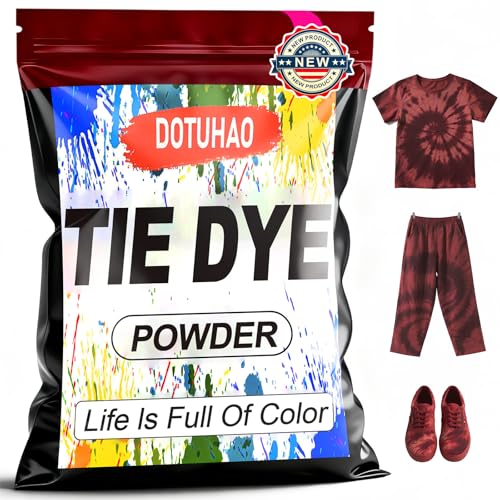 DOTUHAO Tie Dye Powder, Wine Red Tie Dye for Clothes, Fabric Dye, Permanent & Washfast Powder Tie Dyes, Creative Dyes for Clothes(Wine Red, 2 OZ)