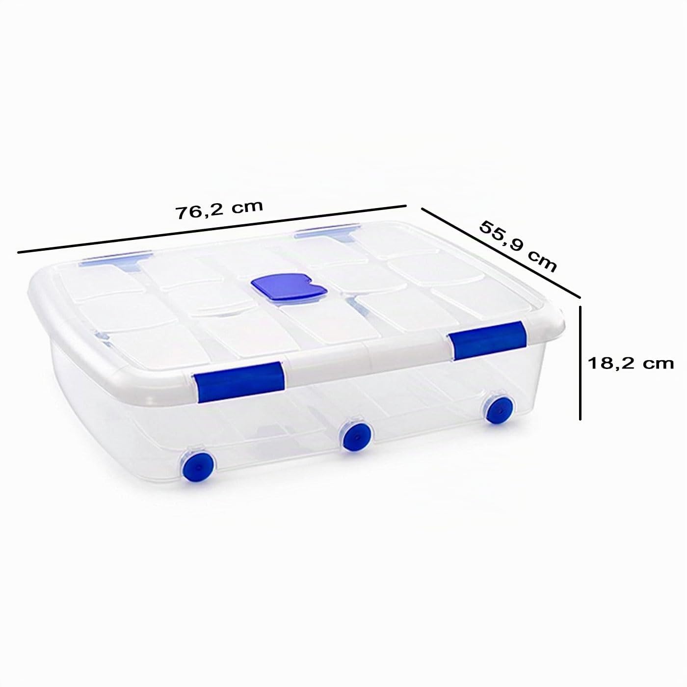 Acan Tradineur- Pack de 6 cajas de almacenaje, de 18,2 x 76,2 x 55,9 cm, nº 14, con capacidad de 56 litros con tapa y ruedas para organización del hogar, baúl organizador