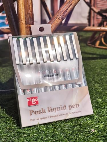 Image of Figo Posh Liquid Roller Pen, 0.7mm Tip, Green Ink, Pack of 7 (Green)