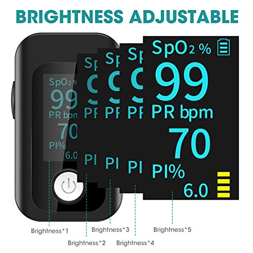 Pulse Oximeter Fingertip,Digital Blood Oxygen Saturation Monitor for Heart Pulse Rate and SpO2 Levels, Portable Oximeter Finger with Pulse (Batteries & Lanyard Included) - Thumbnail 2