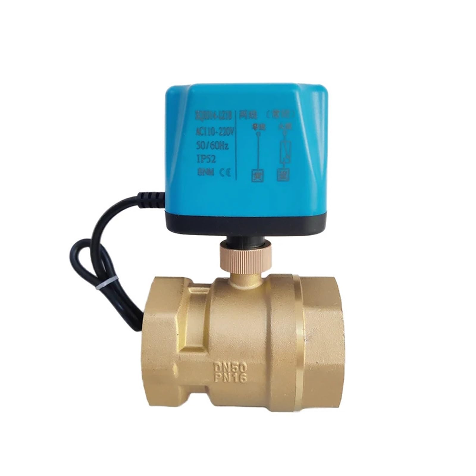 MXXDMOPD 1PCS 2" electric ball valve 2 lines internal thread 8 N·m high torque brass 12V 24V 110V 220V AC/DC(110VAC-NORMALLY CLOSED)