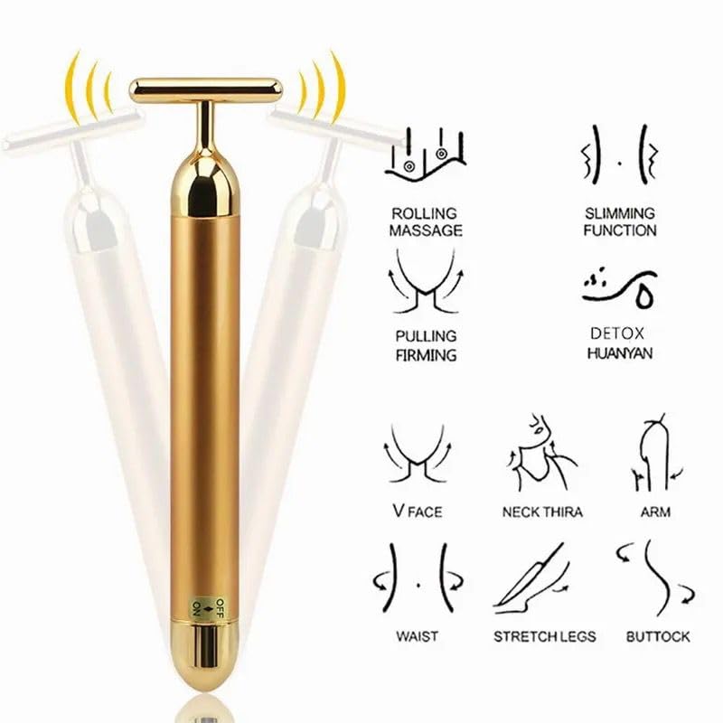 HUMAIZAR 24K Gold Face Massager β Electric Facial Massager for Face, Neck & Skin Tightening, Anti-Aging Face Roller for Wrinkle Reduction, Skin Lifting, Beauty Tool for Women & Men 2