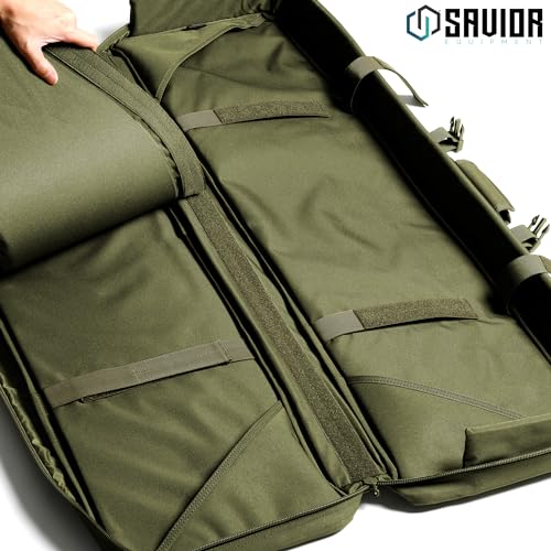 Savior Equipment American Classic Tactical Double Long Gun Bag Pistol Transportation Case w/Backpack Strap, Lockable Compartment, Available Length in 32" 36" 42" 46" 51" 55"
