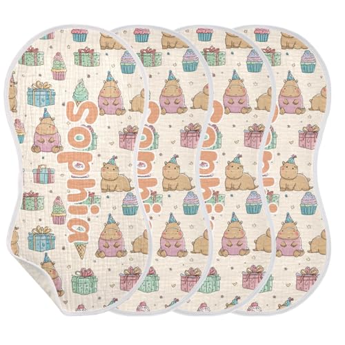 Custom Capybara Name Baby Burp Cloth for Baby Drool and Messes, Personalized Text Absorbent Cotton Burping Cloths Newborn Spit Up Rags for Boys Girls Unisex 1 Pack 100% Cotton 22 x 11 in3