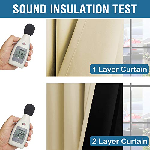 100% Blackout Curtains For Bedroom 84 Inches Long Thermal Insulated Lined Curtains For Living Room Double Layer Full Light Blocking Energy Saving Grommet Drapes Draperies, 2 Panels, Wheat #TOP4