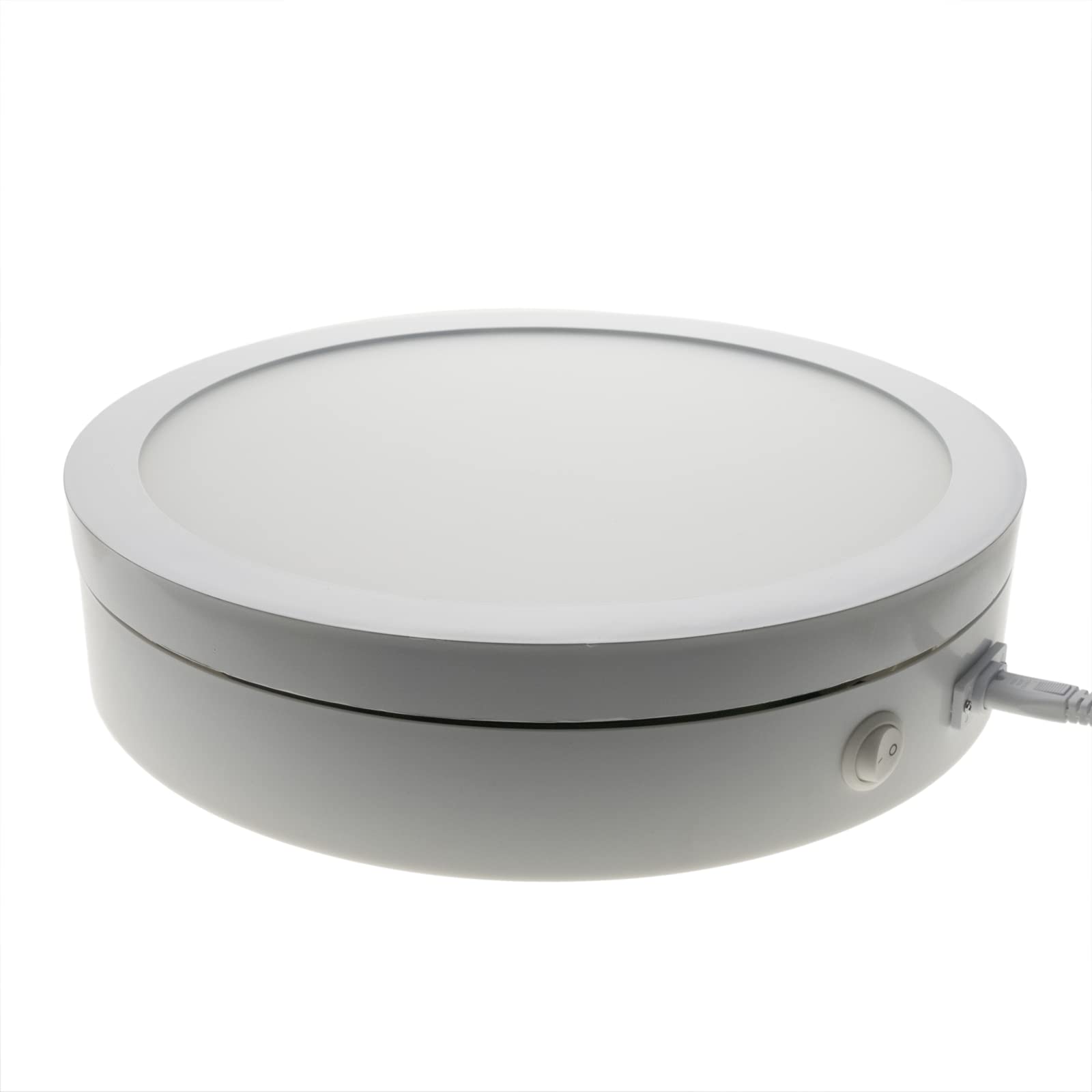 PrimeMatik - Base giratoria eléctrica iluminada de 40 cm. Plataforma rotatoria de color blanco para fotografía