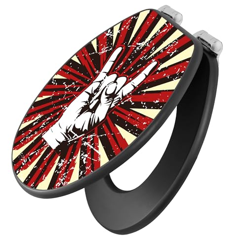 banjado Toilettendeckel anthrazit mit Absenkautomatik - WC Sitz mit Absenkautomatik anthrazit - Klodeckel grau - Toilettensitz dunkel - edle Klobrille - Rock On