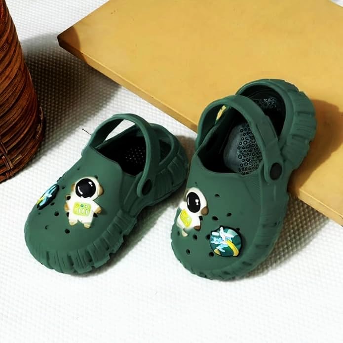 Image of GIMME ! Little Monkey, Toddler Clogs Slippers, 12 Months to 6 Years, Baby Boy, Waterproof, Lightweight, Cute Cartoon Fun Charms, Pink, Non-Slip Sole