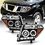 ACANII - For 2005-2008 Nissan Frontier 05-07 Pathfinder LED Halo Black Housing Projector Headlights Headlamps Left+Right