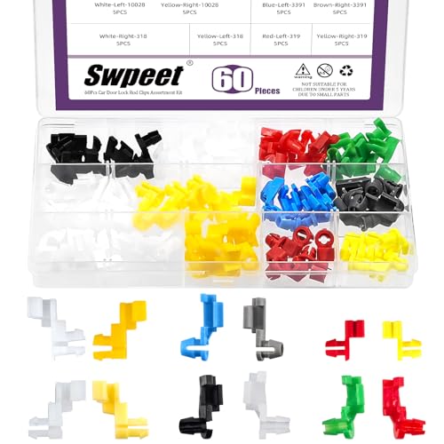 Clips para barra de bloqueo de puerta de coche Swpeet, juego de 60 piezas para varilla de manija