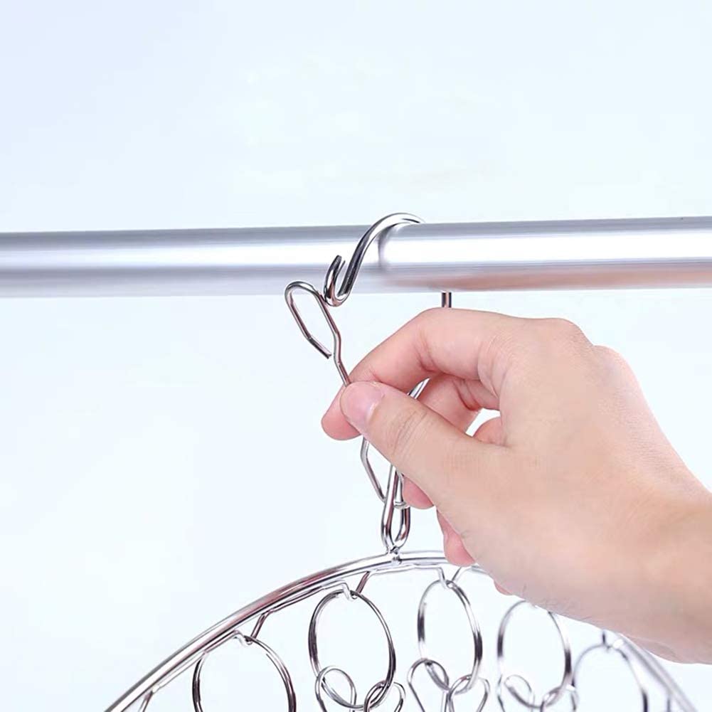 Paquete de 10 perchas de secado de ropa con 10 clips, colgadores de secado de ropa de acero inoxidable para calcetines, clip resistente al viento y colgador de goteo para secar calcetines, 4