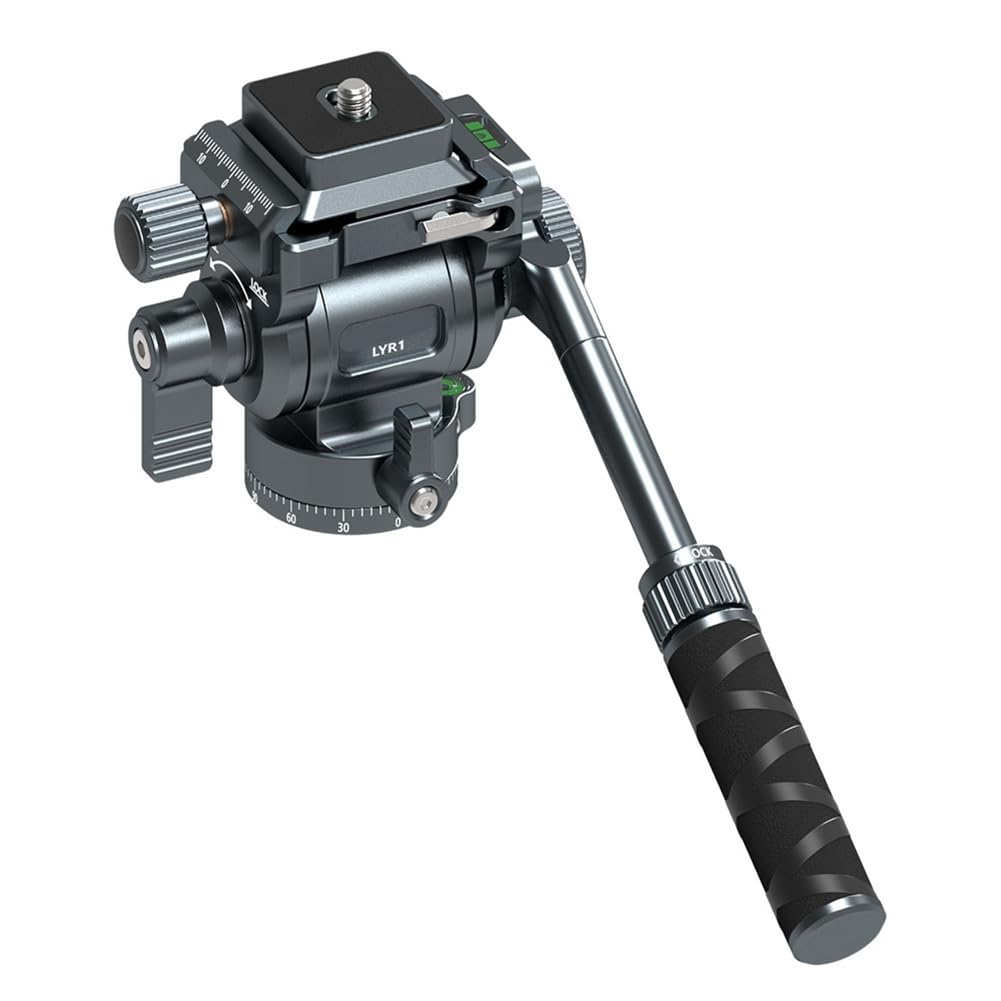 F38 Quick Release Fluid Video Gimbal - Gimbal panorámico de 360°, inclinación de 145° con extraíble para tomas de trípode