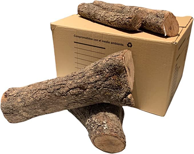 Suinga - 20Kg de Encina. Troncos Ideales para Chimeneas, Calderas, Estufas y Fuegos Duraderos en General. Leña Seca y de Poda Controlada. Hecho en España