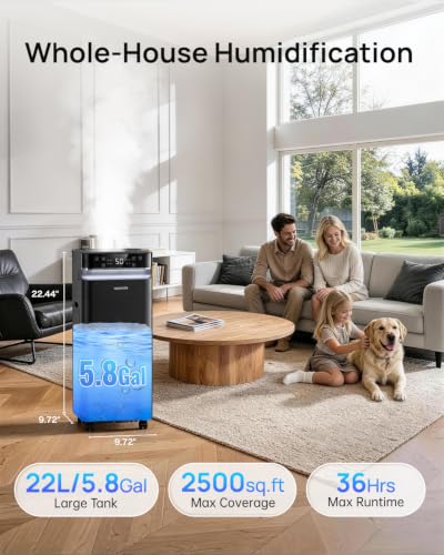 Image of YOKEKON Humidifier Large Room 5.8Gal /22L, Cool Mist Humidifiers for Home