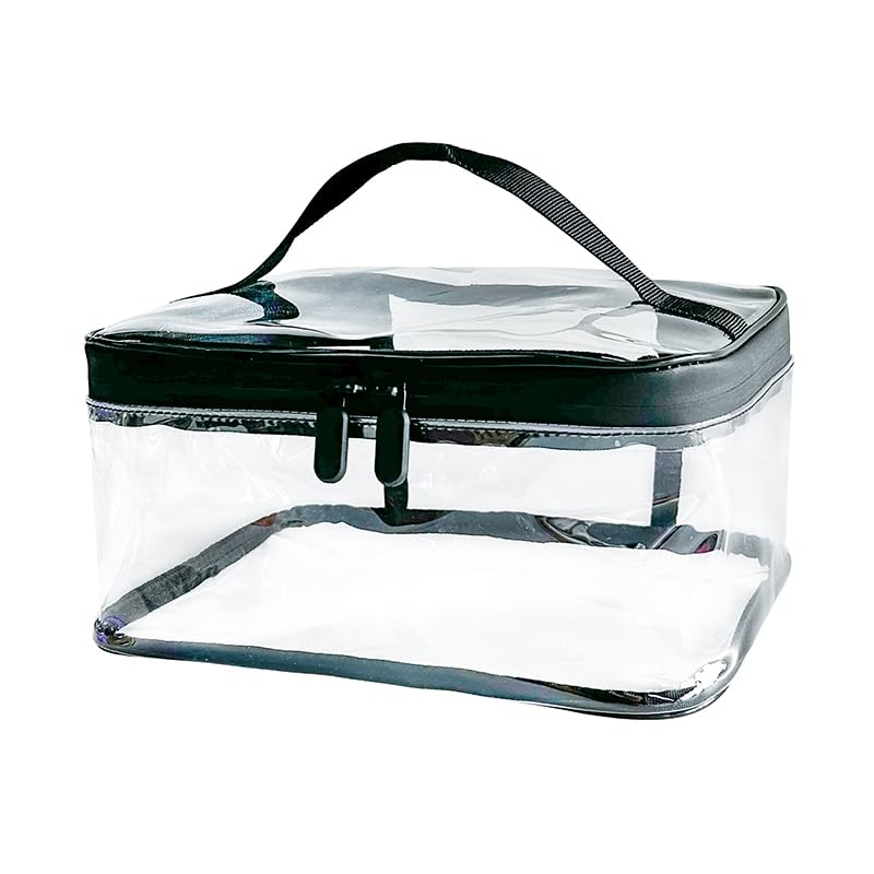 TotePrint Transparente PVC Kosmetiktasche, 23,5 x 17 x 12 cm, wasserdichte Kulturtasche mit Tragegriff, Durchsichtige Reise-Toilettentasche mit Reißverschluss (Transparente)
