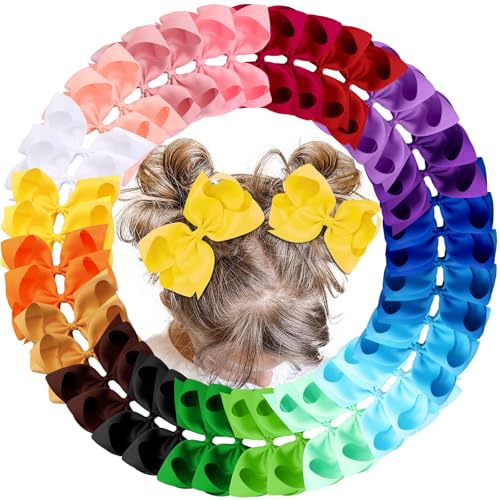 vobobe 40Pcs 4.5 Hair Bows Clips Grosgrain Ribbon Bows for Girls Alligator Clips Barrettes Hair Accessories for Girls Baby Infants Toddlers Kids Teens Children